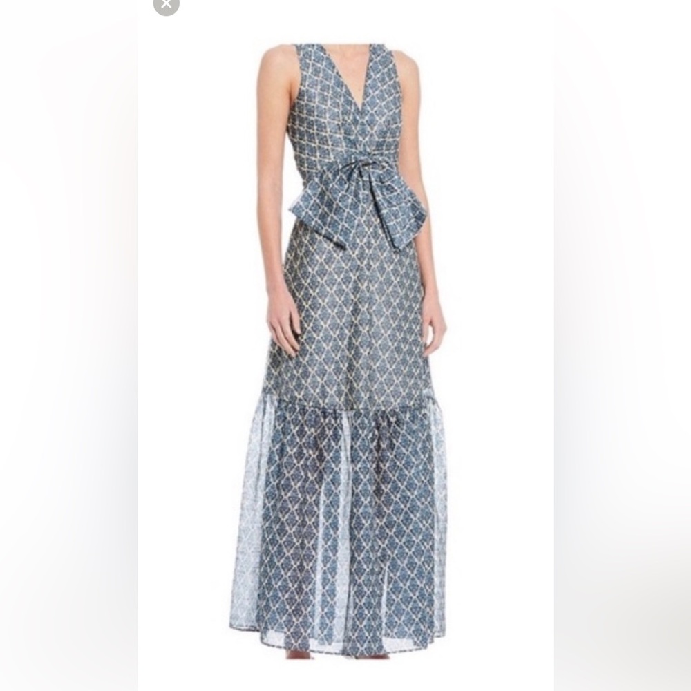 Sachin + Babi Blue and Cream Patterned Dress